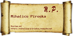 Mihalics Piroska névjegykártya